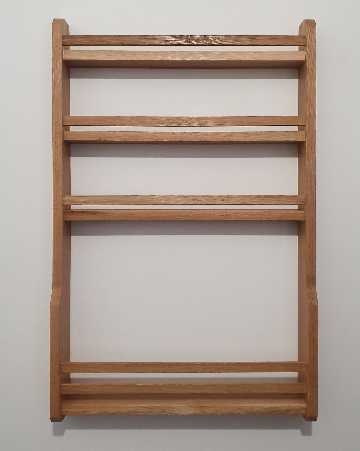 Solid Oak Oil & Spice Rack with Bar Rails