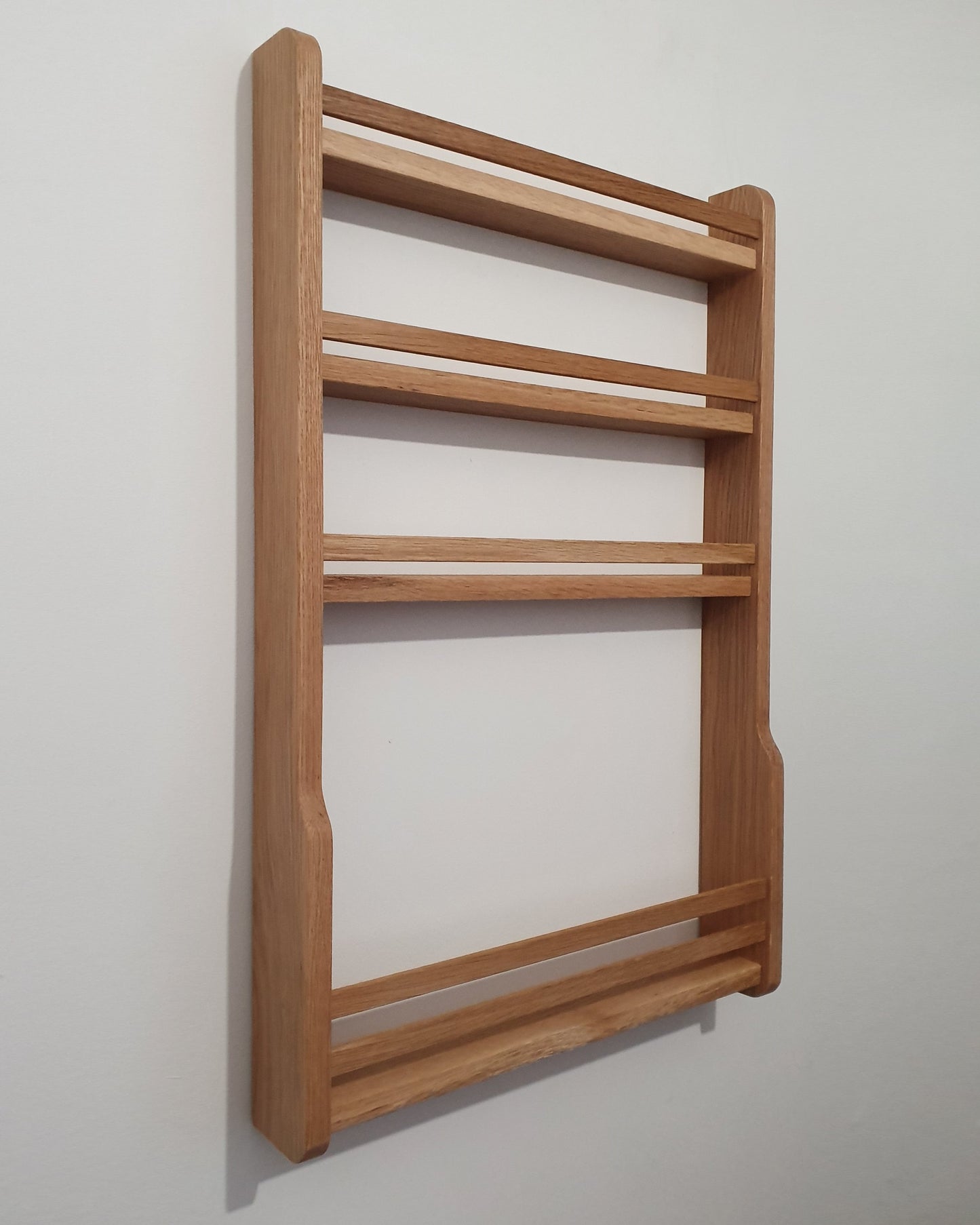Solid Oak Oil & Spice Rack with Bar Rails
