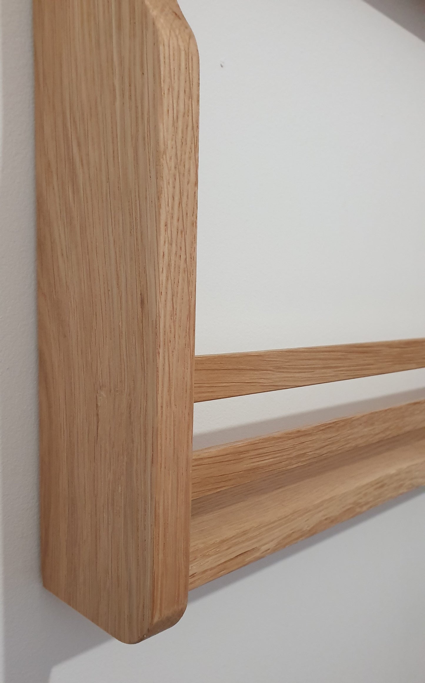 Solid Oak Oil & Spice Rack with Bar Rails
