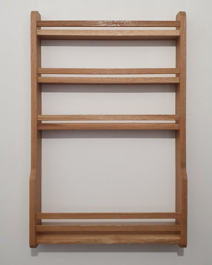 Solid Oak Oil & Spice Rack with Bar Rails